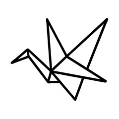 Origami crane vector illustration simple outline drawing for logo design and paper art projects