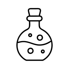 Potion bottle vector illustration, alchemist elixir, magic potion bottle, outline icon design