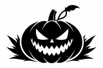 jack o lantern silhouette line art vector illustration