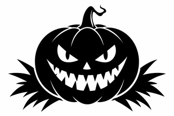 jack o lantern silhouette line art vector illustration