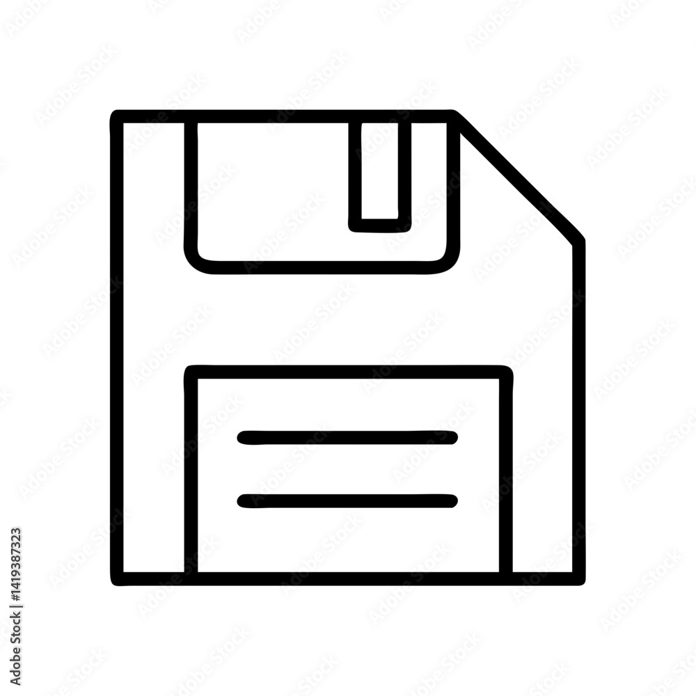 Fototapete Floppy disk icon vector graphic illustration of computer storage media technology symbol design file