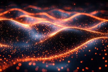 Obraz premium Abstract glowing particles, wavy patterns