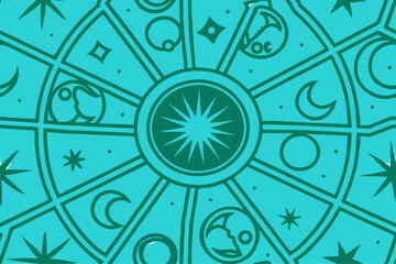Astrology Chart Icon Design with Celestial Symbols  