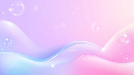 Pastel liquid waves with shimmering bubbles.