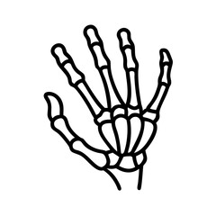 Naklejka premium Isolated human hand skeleton vector illustration for medical or halloween design concept