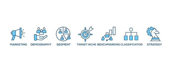 Market segmentation banner web icon vector illustration concept with icon of marketing, demography, segment, target niche, benchmarking, classification, strategy