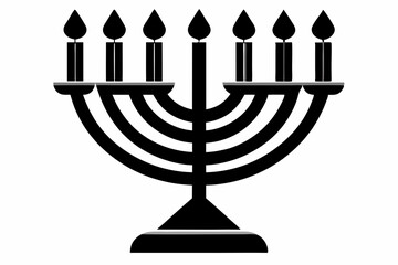 menorah silhouette line art vector illustration