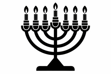 Fototapeta premium menorah silhouette line art vector illustration
