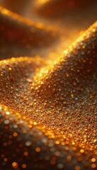 Shimmering golden hues blend with glittery texture, shine, shimmer