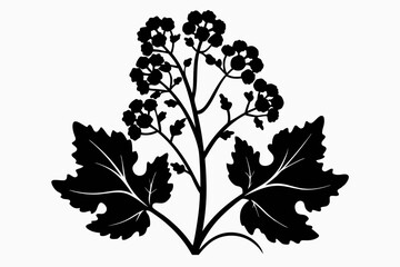 mustard plant silhouette line art vector illustration