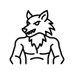 Werewolf illustration halloween monster drawing scary beast mythical creature line art design vector image