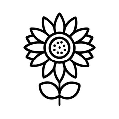 Sunflower outline drawing vector, summer flower illustration, floral design element, plant art, line drawing isolated, bloom graphic