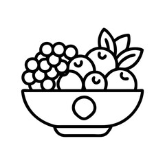 Bowl of fruit vector illustration: grapes, oranges, healthy eating, wellness, fresh food design