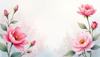 Fototapeta premium Delicate watercolor floral design, soft pastel hues , textile, subtle