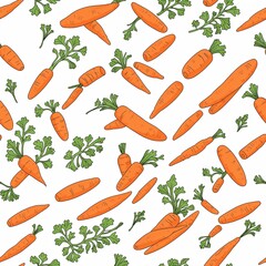 Carrot food pattern vintage retro design wallpaper on plain white clean background simple minimalist concept seamless tiling tile