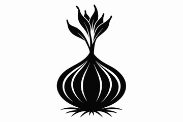 onion plant silhouette line art vector illustration