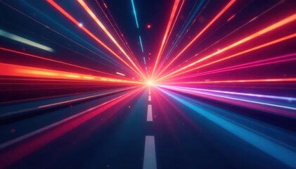 Blurred streaks of light, vibrant colors, dynamic motion , trails, abstract, digital art