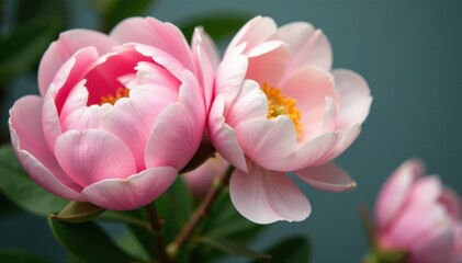 Obraz premium Close-up view of blush peonies & creamy magnolias, muted tones, beauty, texture, bloom