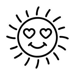 Sunshine emoji with heart eyes vector icon illustration summer love happiness and joy design