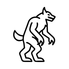 Werewolf halloween monster vector illustration, scary beast creature outline drawing design art, icon