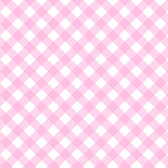 Cute gingham seamless pattern.Checkered tartan plaid repeat pattern in pastel pink and white.Geometric vector background wallpaper for fabric and prints.