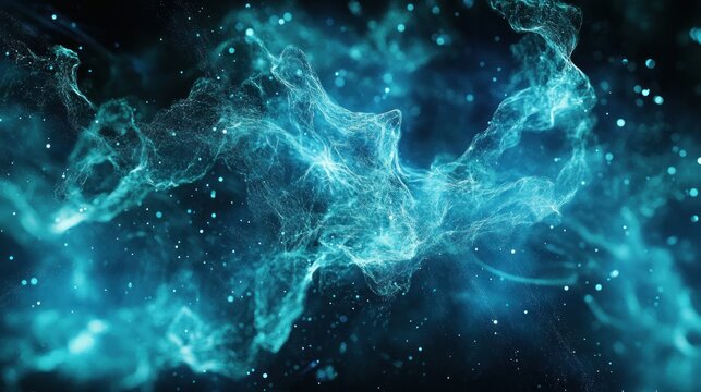 Abstract swirling ethereal energy in deep teal.