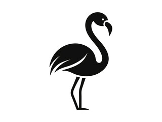 A design of flamingo icon logo design, black silhouette vector illustration on white