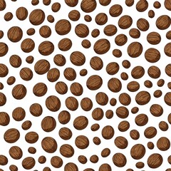 Obraz premium Walnut food pattern vintage retro design wallpaper on plain white clean background simple minimalist concept seamless tiling tile