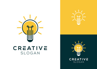Book with light bulb logo design for education or tutoring