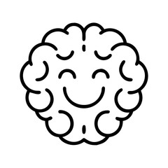 Brain health and wellness concept illustration with happy face for mental wellbeing design
