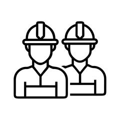 Fototapeta premium Find construction workers team vector icon, construction workers group outline illustration vector