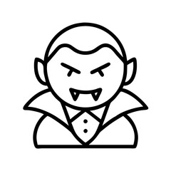 Outline drawing of halloween vampire dracula with fangs and cape for coloring page design