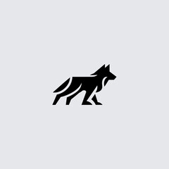Obraz premium Silhouette logo of a howling wolf. Wild predator and canine symbol, representing strength and wilderness. Vector icon illustration of a fierce animal in nature.