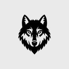 Fototapeta premium Silhouette logo of a howling wolf. Wild predator and canine symbol, representing strength and wilderness. Vector icon illustration of a fierce animal in nature.