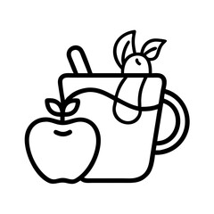 Apple cider drink recipe hot beverage autumn fall season warm cozy healthy fruit tea cup vector art