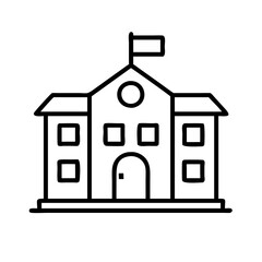 School building outline vector icon illustration for education and architecture design needs