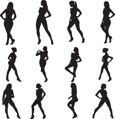 vector silhouettes of women