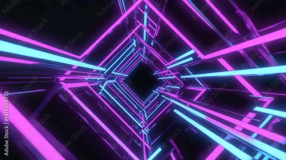 Canvas Prints exploring vibrant neon corridors in a digital universe