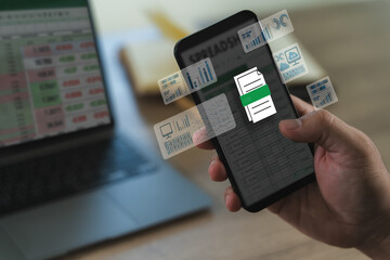 A professional analyst uses digital software and spreadsheets to present finance data, charts, and reports in a modern workplace.
