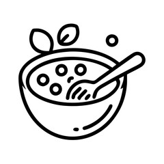 Delicious soup bowl with spoon vector illustration healthy food meal recipe cooking concept icon art