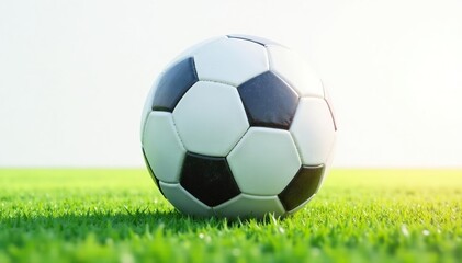 Naklejka premium New pristine football against pure white backdrop , background texture, sports background, football