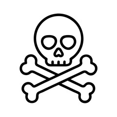 Skull and crossbones vector icon, pirate symbol, death sign, danger, poison, halloween icon set