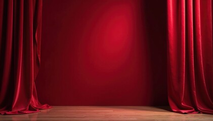 Luxurious velvet curtains, deep crimson backdrop, lush, photography backdrop