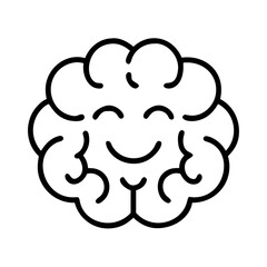 Happy brain illustration for mental health awareness and cognitive function promotion concept