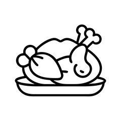 Roasted turkey icon vector illustration for thanksgiving dinner and holiday meal celebration design