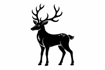 reindeer silhouette line art vector illustration