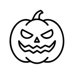 Halloween pumpkin vector icon illustration, spooky jack o lantern outline for october holiday, scary