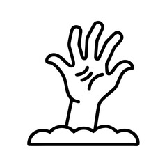 Zombie hand rising from the grave halloween vector illustration horror spooky dead scary monster undead grave hand