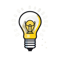 A vibrant light bulb illustration symbolizing creativity and innovation, set against a simple background, highlighting the concept of bright ideas , isolated on white or transparent png