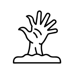 Halloween zombie hand rising from the ground vector illustration spooky october design element scary theme